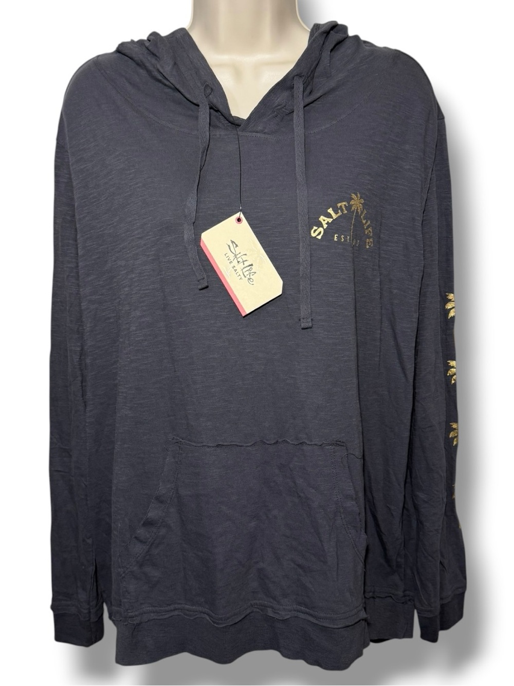 Salt Life Women’s T-Shirt Hoodie Charcoal Size Medium